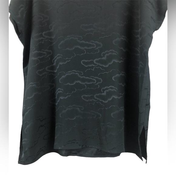 SHIRT - Women's H Look Black Silk Blouse With Subtle Cloud Pattern. Size Large. - Picture 6 of 13